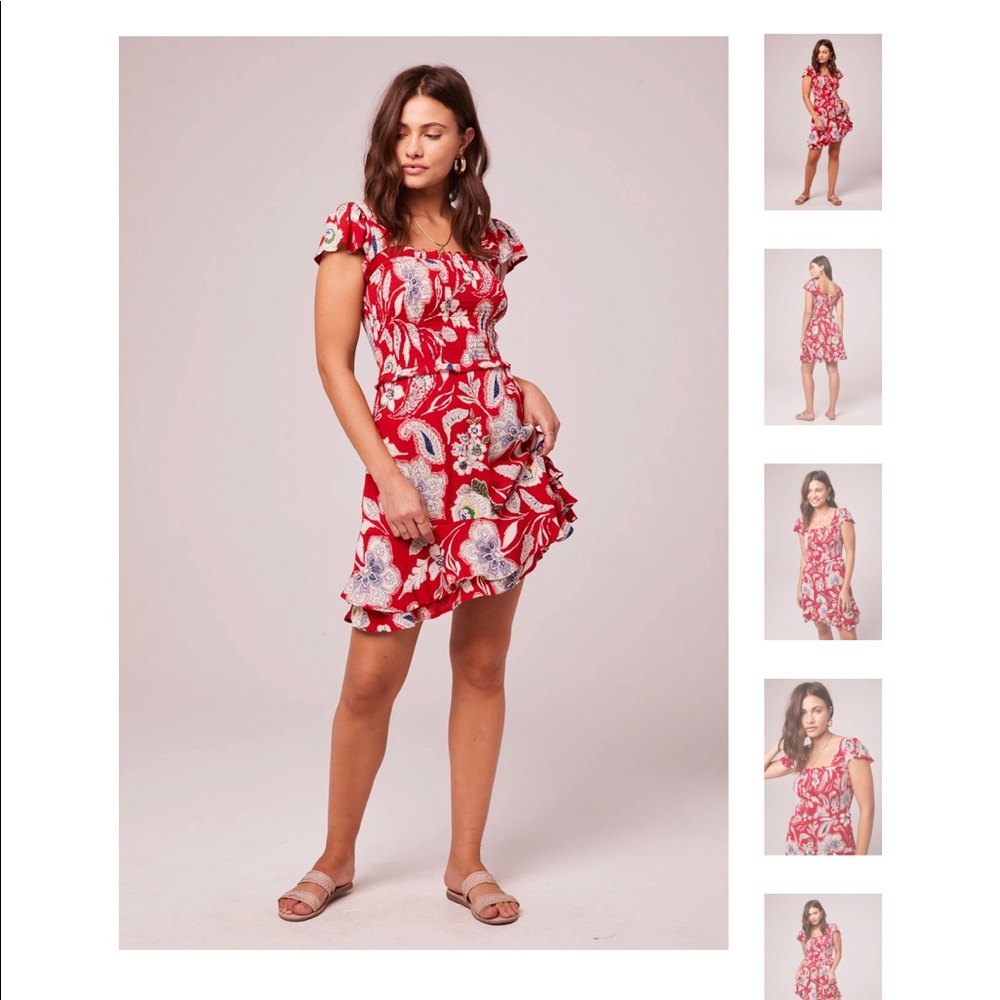 BOG collective red paisley smocked dress